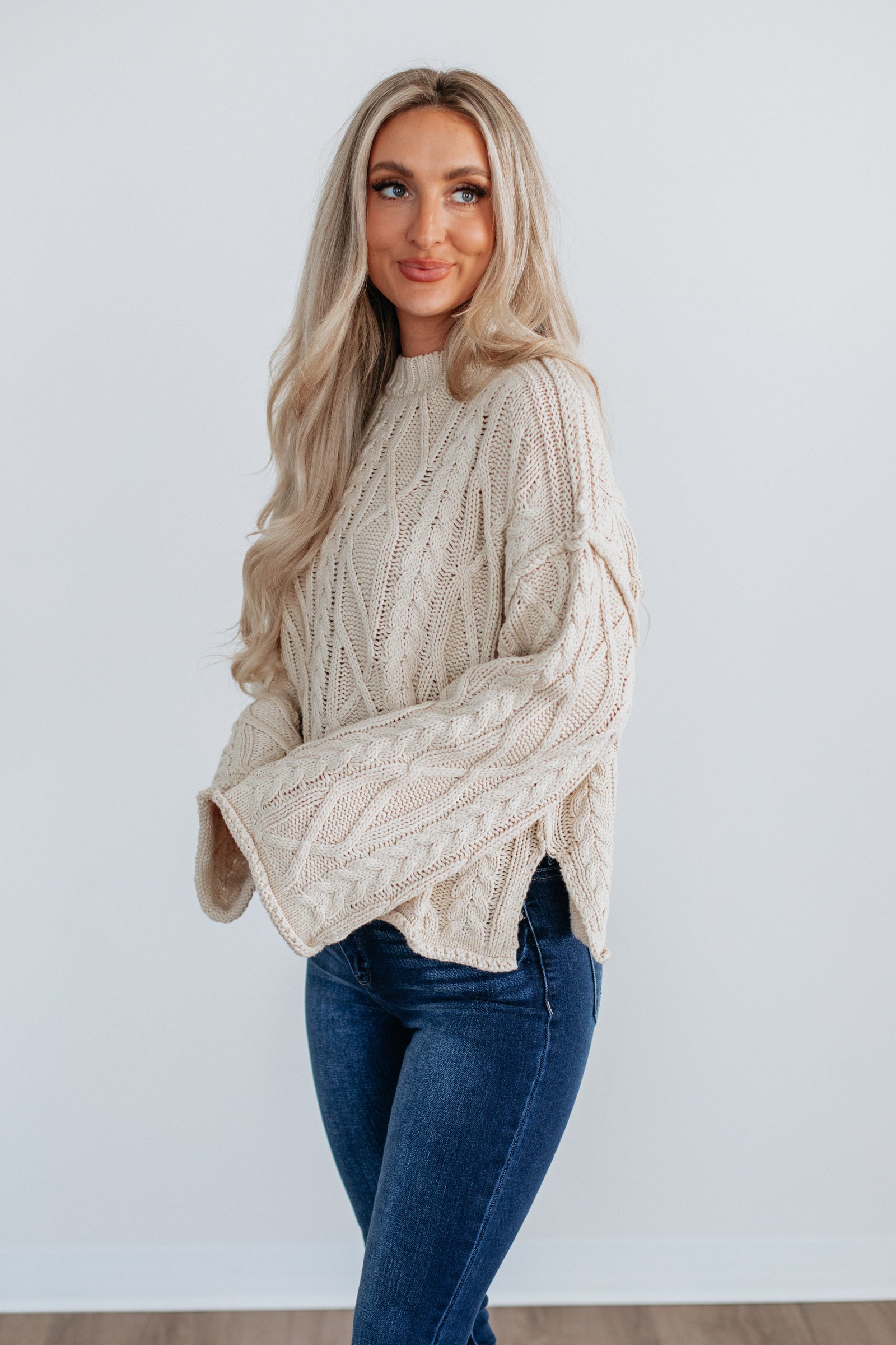 Anna Cable Knit Sweater - Cream - Image 4