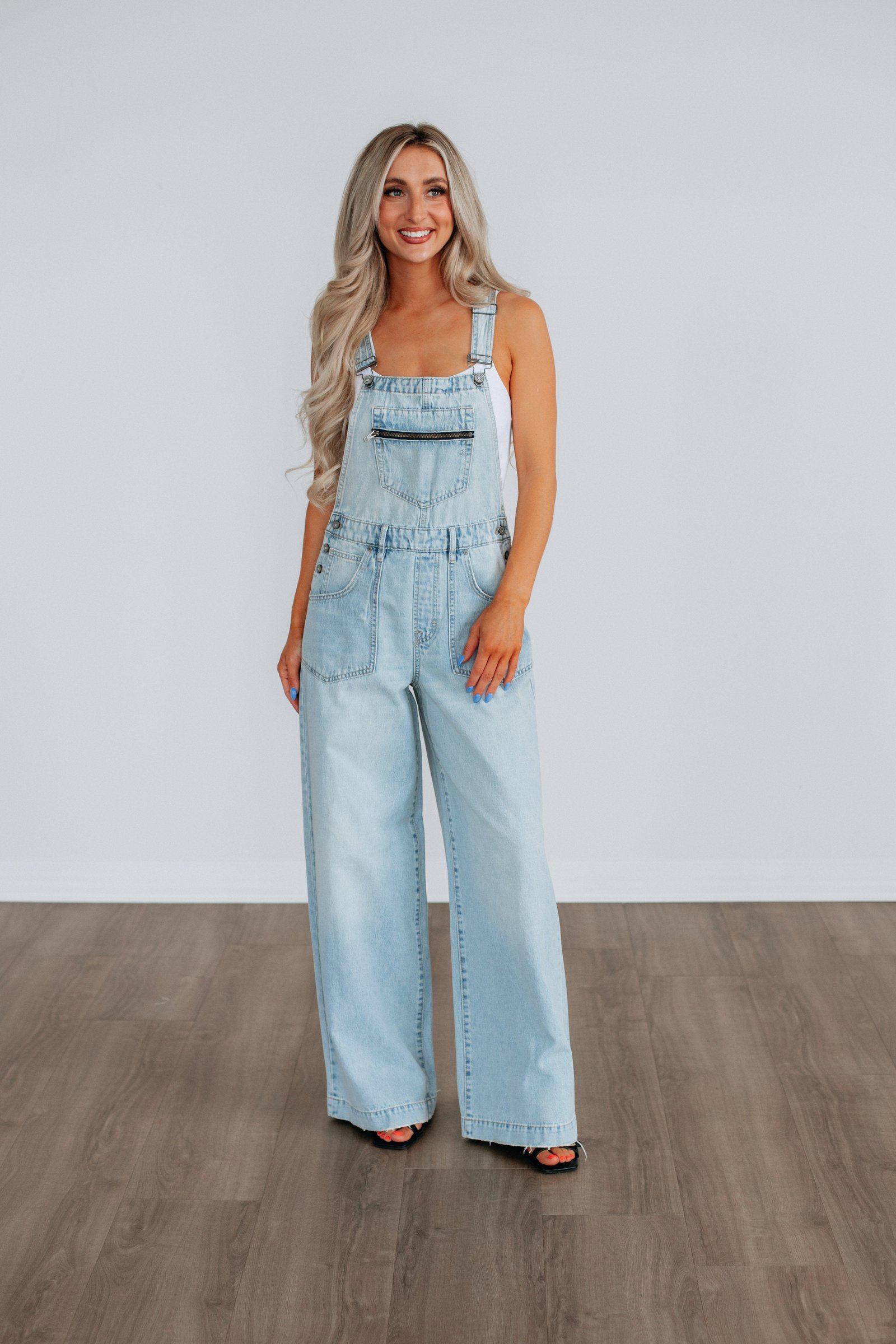 Dylan Hidden Denim Overalls - Vintage Light Wash - Image 5