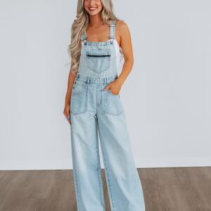 Dylan Hidden Denim Overalls - Vintage Light Wash