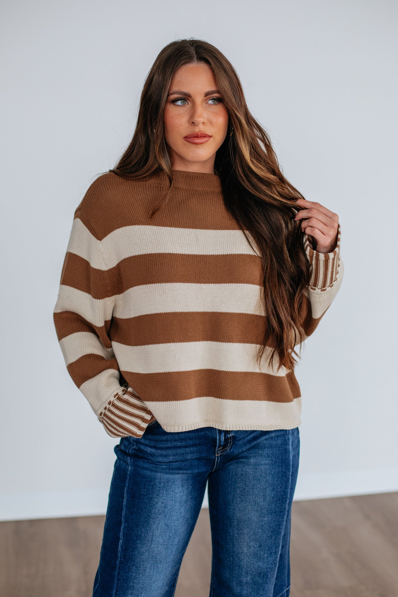 Candyce Striped Sweater - Camel - Image 4