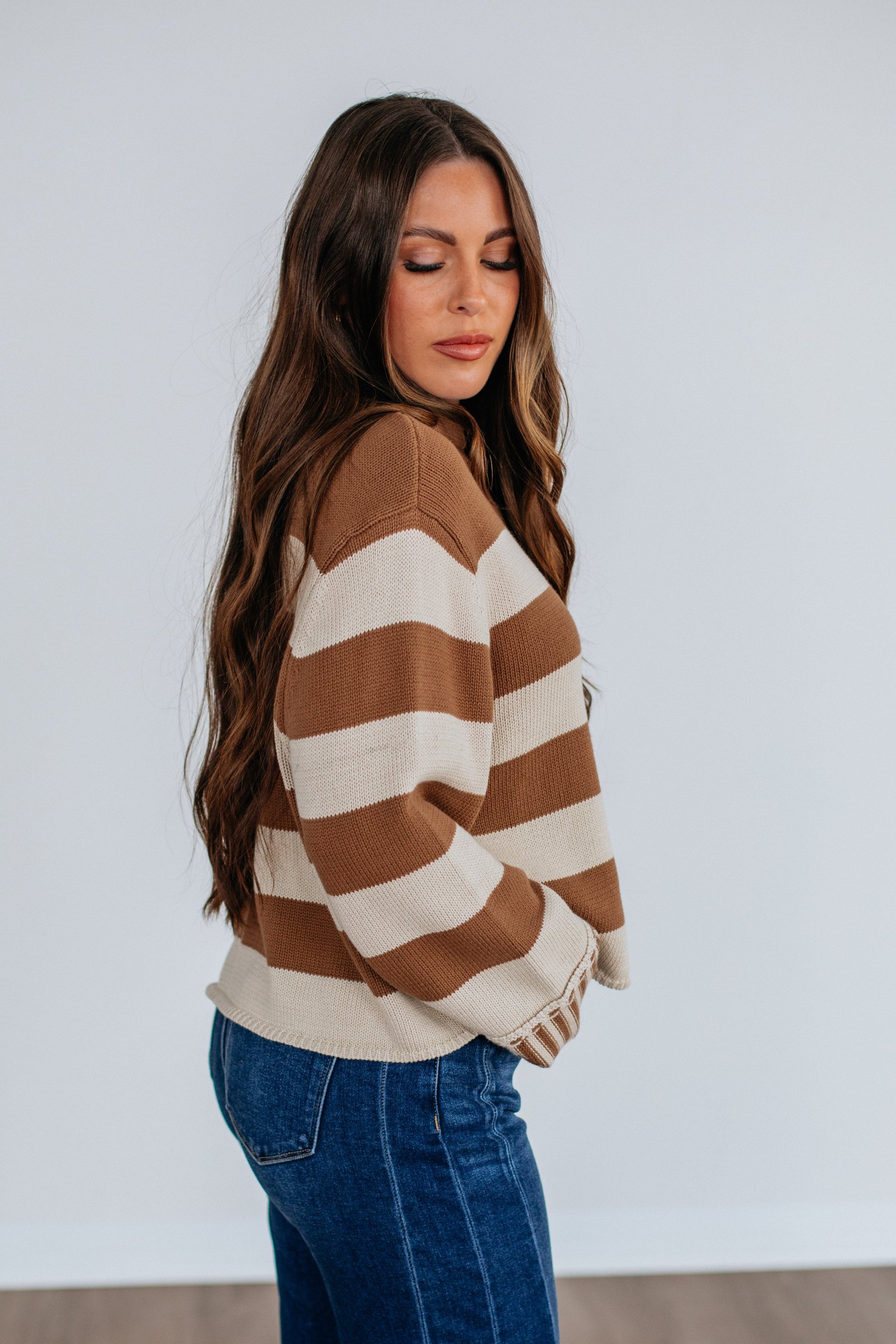 Candyce Striped Sweater - Camel - Image 5