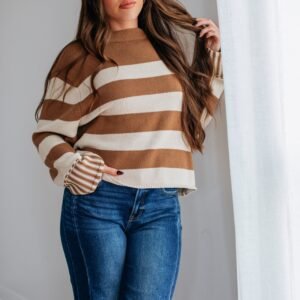 Candyce Striped Sweater - Camel