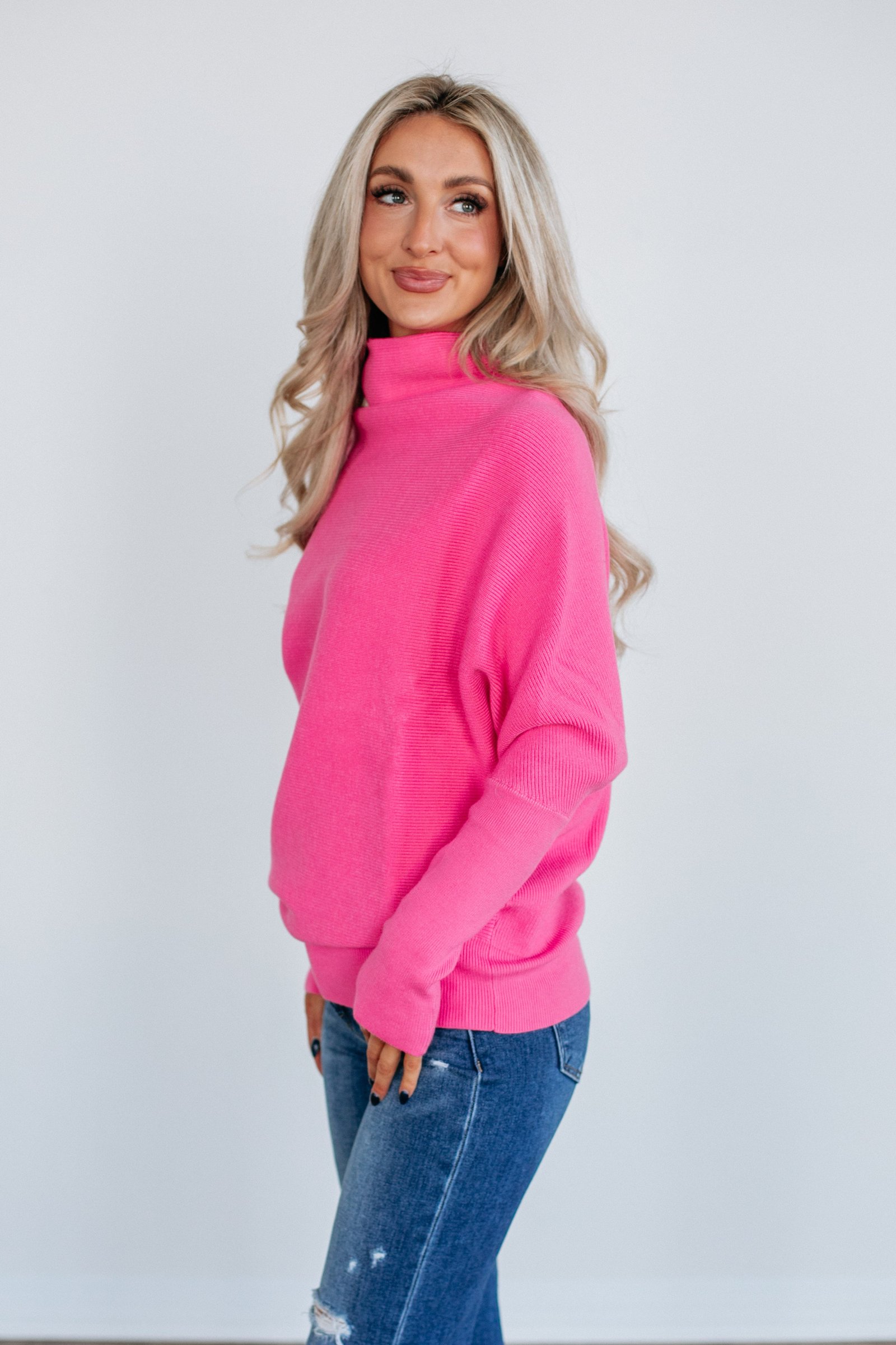 Gretchen Dolman Sweater - Hot Pink - Image 2