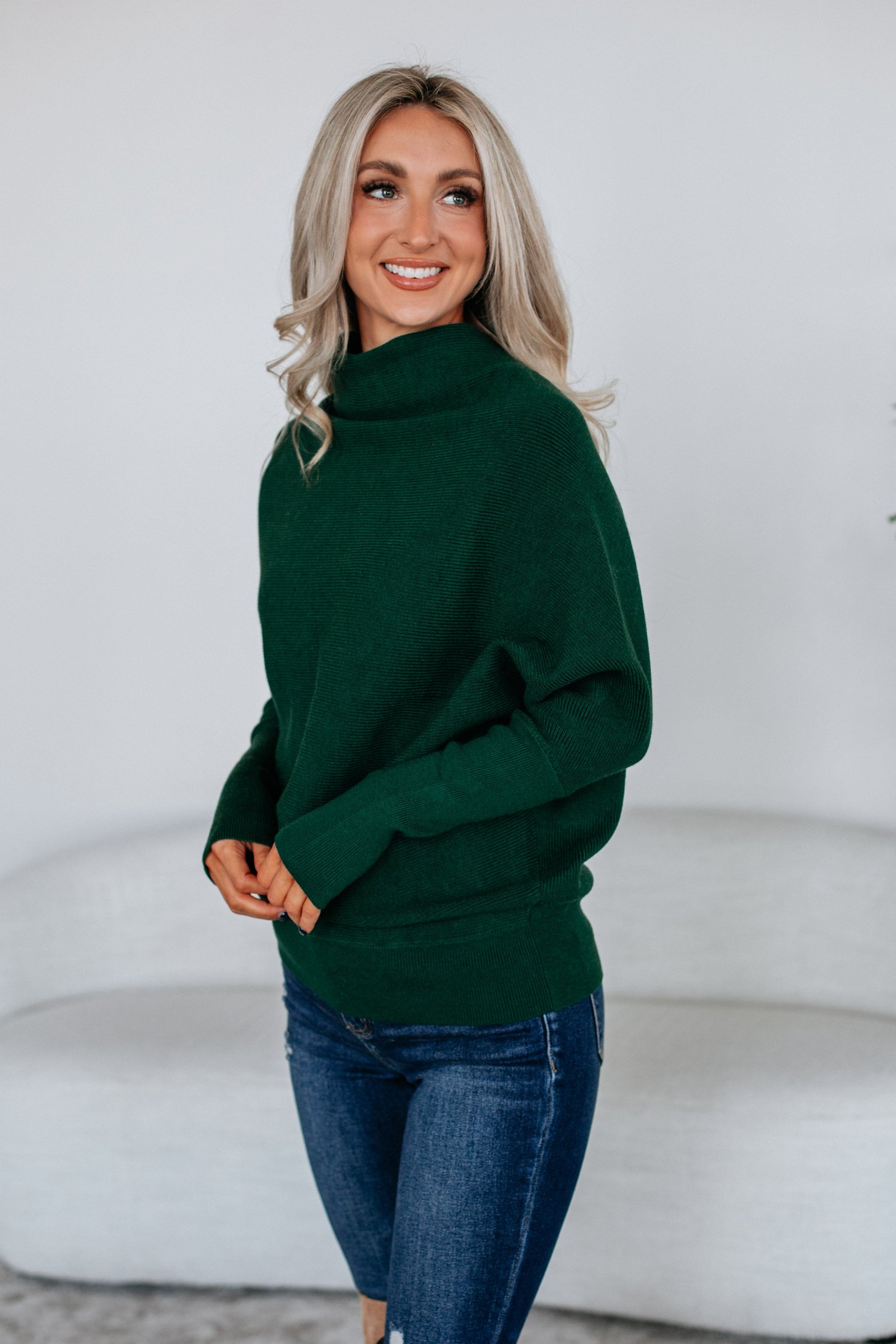 Gretchen Dolman Sweater - Hunter Green - Image 2